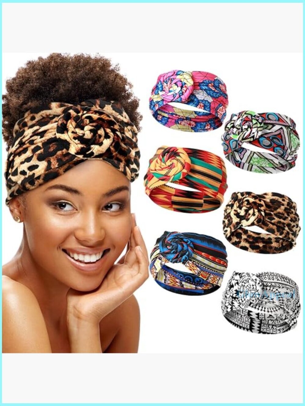 6 Pack Knotted Yoga Headbands Non Slip Stretchy Turban Hair Wrap Accessories